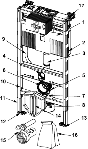 TECEprofil WC-Modul mit Uni-Spülkasten, Bauhöhe 980 mm