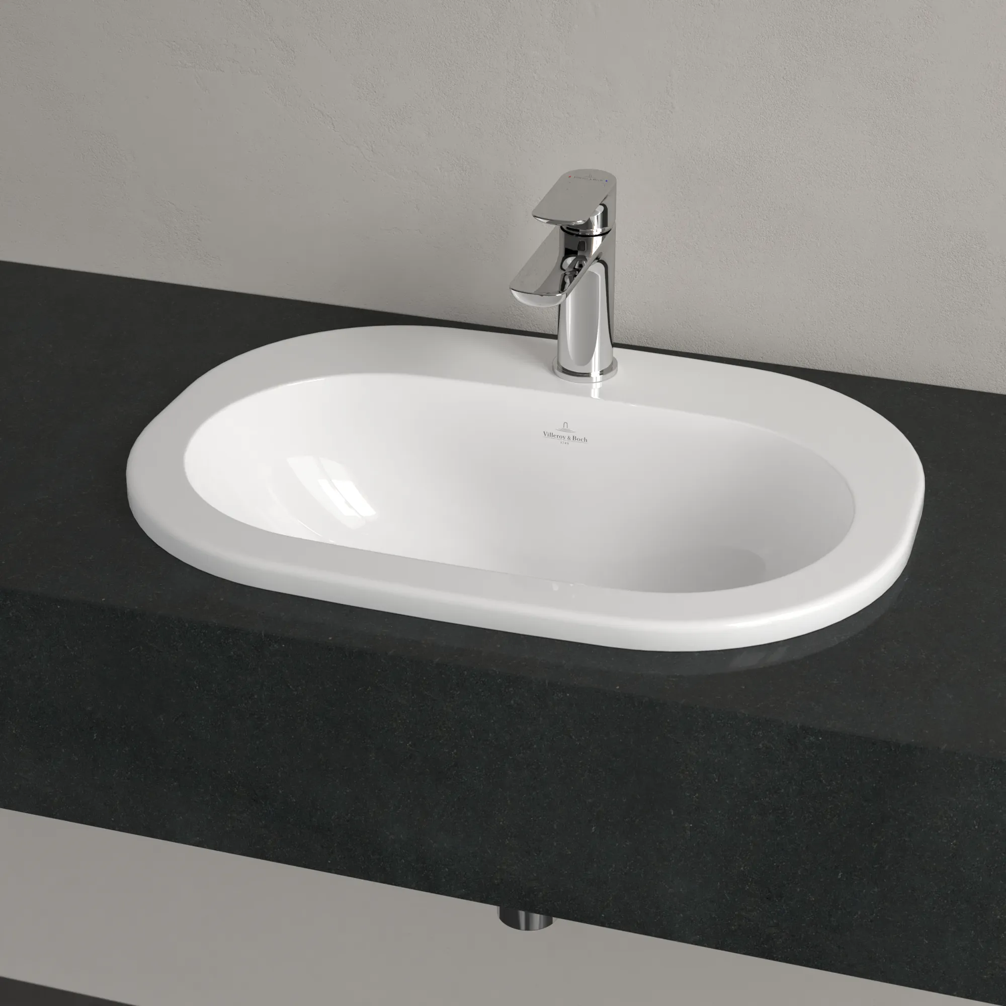 Villeroy & Boch Einbauwaschbecken O.novo, oval, weiß Alpin CeramicPlus, 560 x 405 x 200 mm, 150 mm Innentiefe
