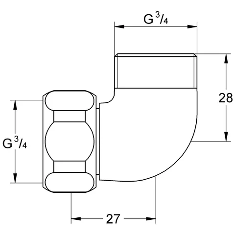 Anschlusswinkel 12419, für Thermostat Automatic 2000 Compact