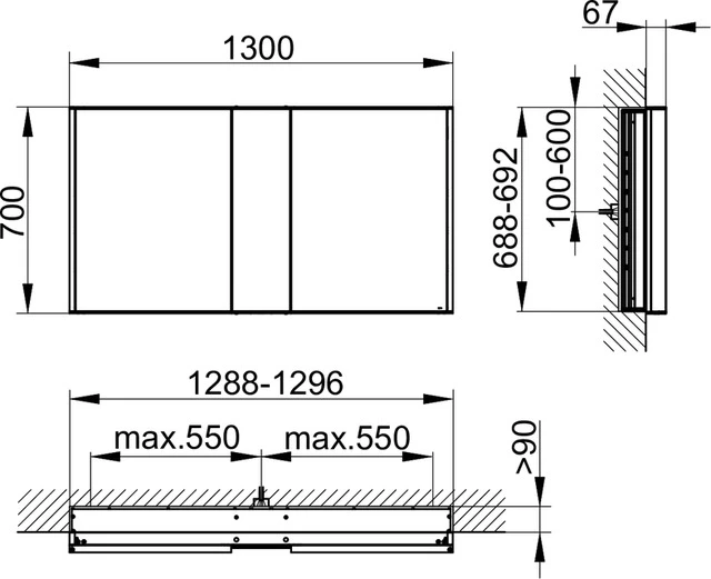 KEUCO Wandeinbau Spiegelschrank „Royal Match“ in Silber (eloxiert), Unterputz, mit Steckdosen 1300 × 700 × 149 mm KEUCO Wandeinbau Spiegelschrank „Royal Match“ in Silber (eloxiert), Unterputz, mit Steckdosen 1300 × 700 × 149 mm