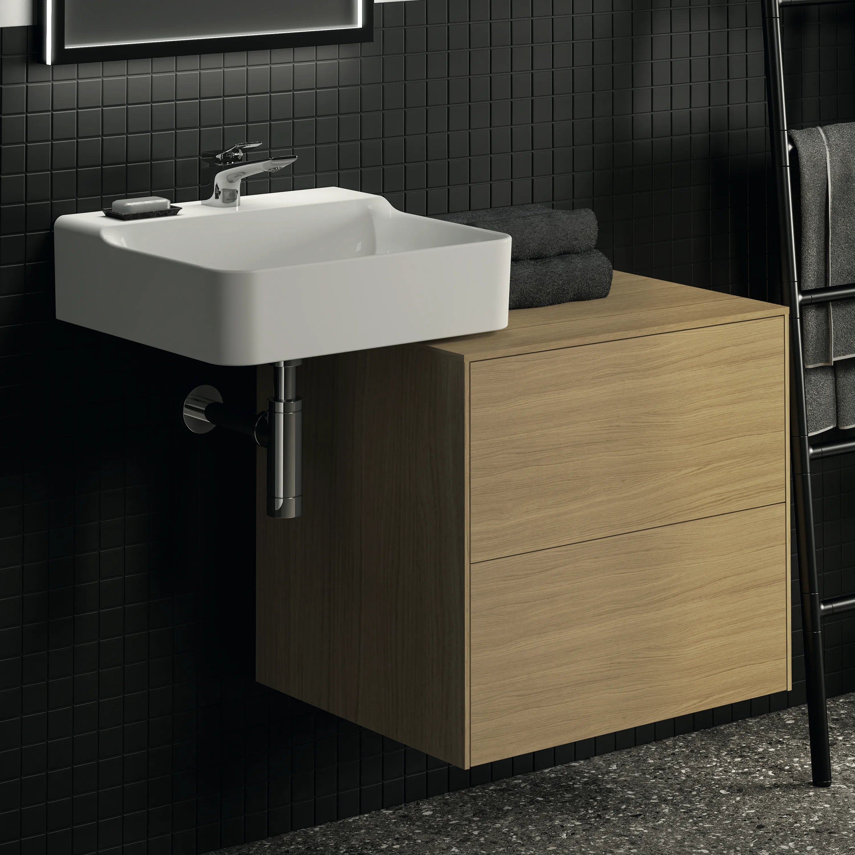 Ideal Standard Waschtischunterschrank „Conca“ 60,2 × 55 × 50,5 cm Eiche hell Furnier Ideal Standard Waschtischunterschrank „Conca“ 60,2 × 55 × 50,5 cm Eiche hell Furnier