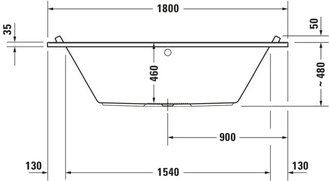 Duravit Whirlwanne „Starck“ rechteck 1800 × 900 mm, Mittelablauf mit Air-System, in Weiß Duravit Whirlwanne „Starck“ rechteck 1800 × 900 mm, Mittelablauf mit Air-System, in Weiß