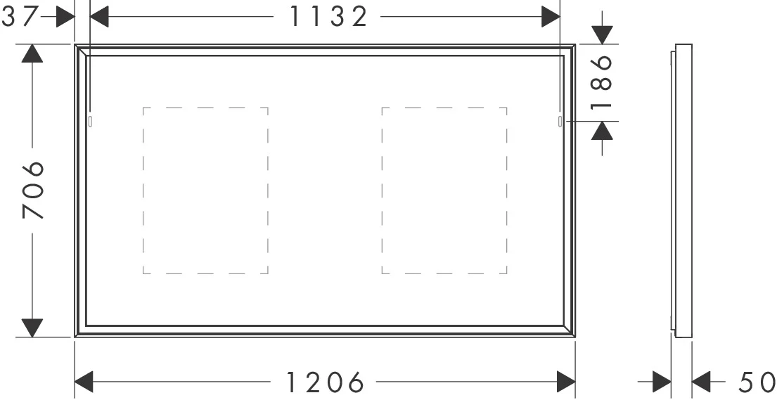 Hansgrohe Xarita E Spiegel 1200/700/50, Mattweiß, LED-Beleuchtung mit Infrarotsensor, AntiFog, stufenlos dimmbar