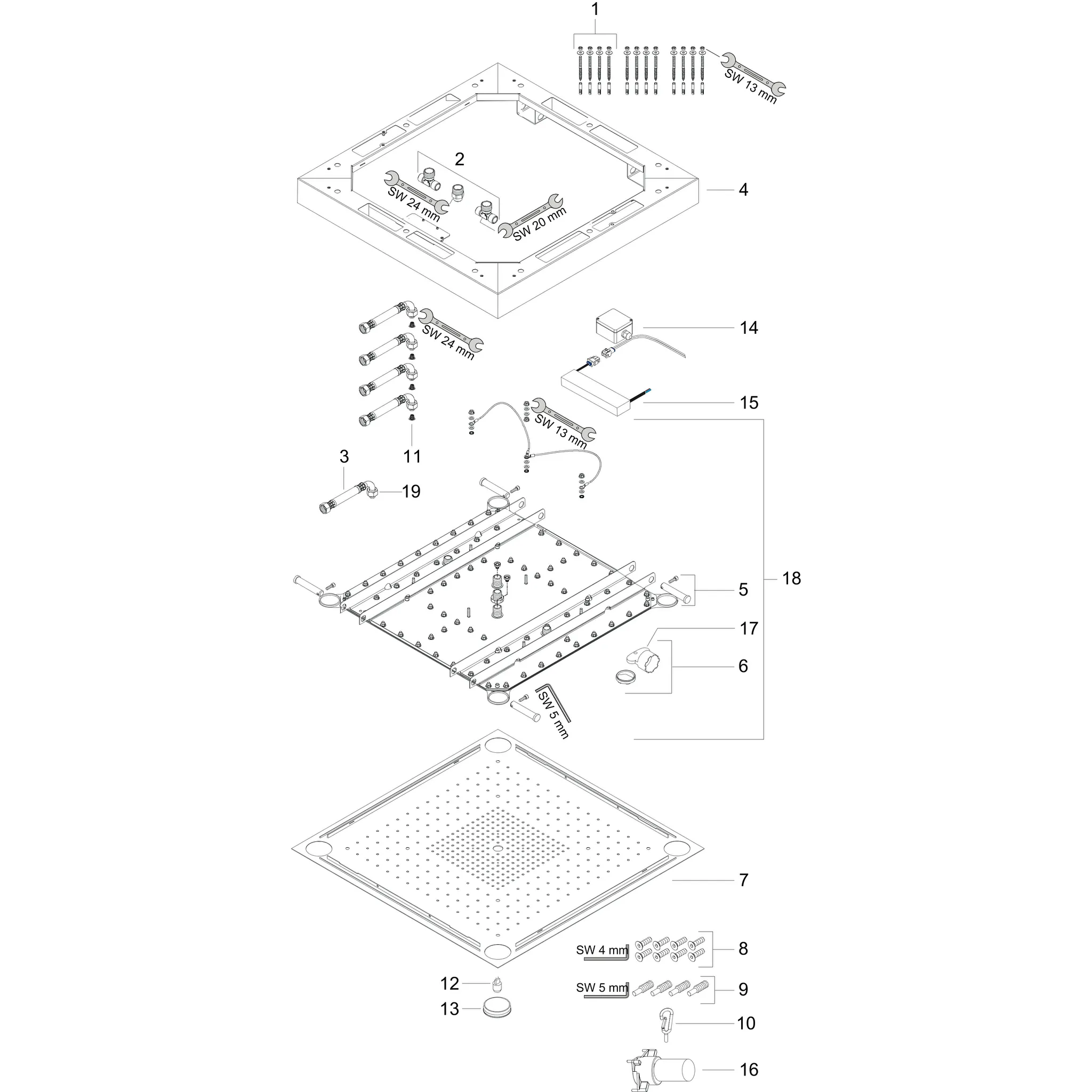 Hansgrohe AXOR Starck ShowerHeaven 970⁄970 3jet mit Beleuchtung, Edelstahl Optic Hansgrohe AXOR Starck ShowerHeaven 970⁄970 3jet mit Beleuchtung, Edelstahl Optic