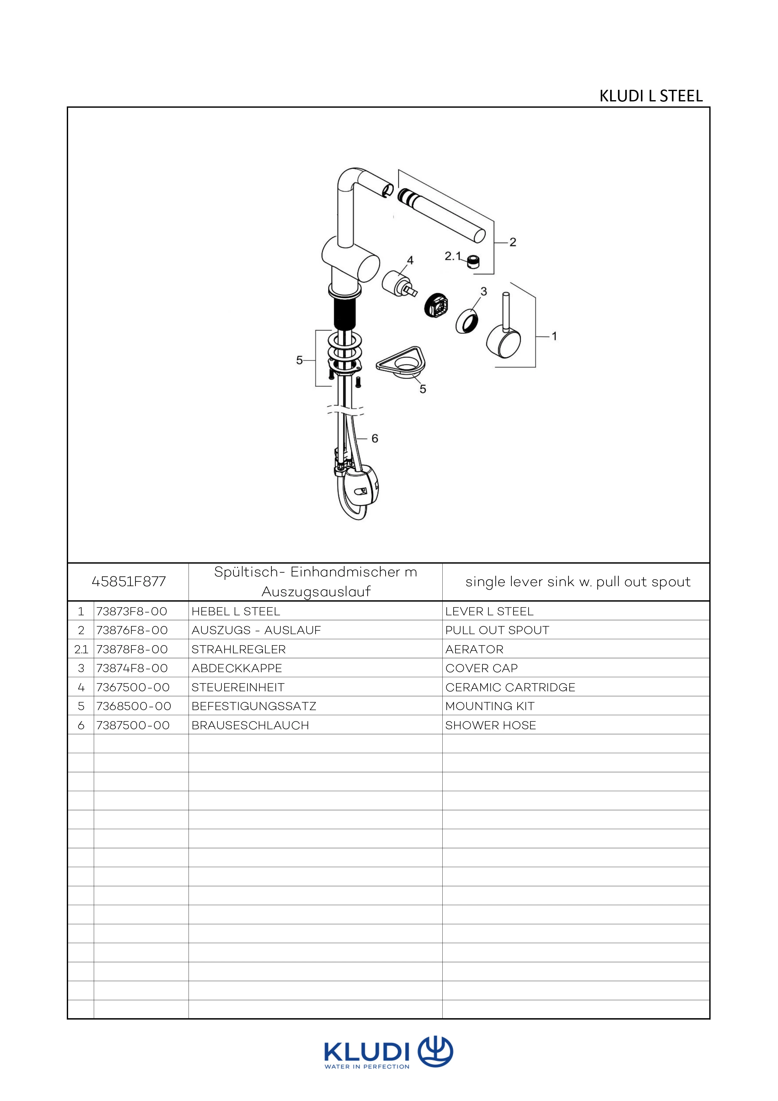 L STEEL SpültischEinhandmischer herausziehbarer Auslauf Edelstahl L STEEL SpültischEinhandmischer herausziehbarer Auslauf Edelstahl