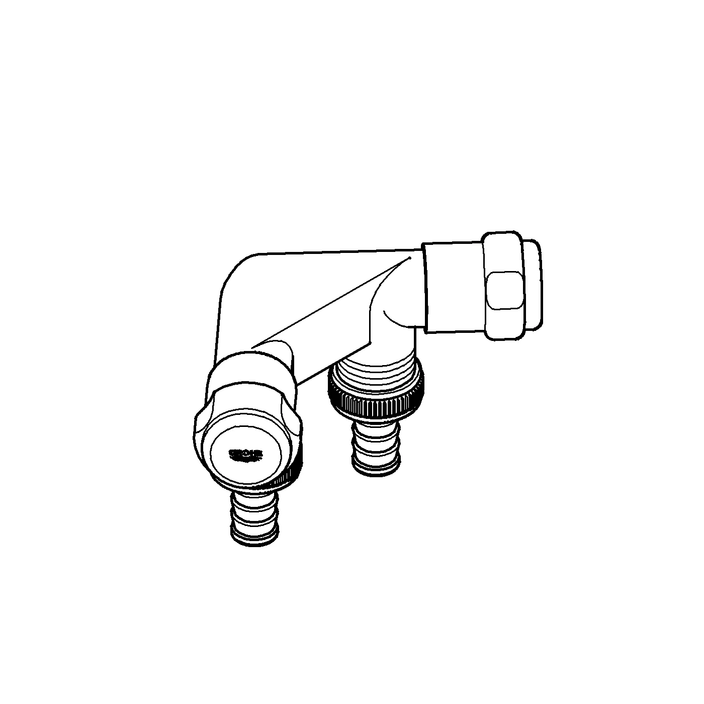 Original WAS Doppelventil Einfach 41022, DN 15, Wandmontage, Fettkammer-Oberteil 1/2'' für den absperrbaren Schlauchanschluss, eigensicher, chrom