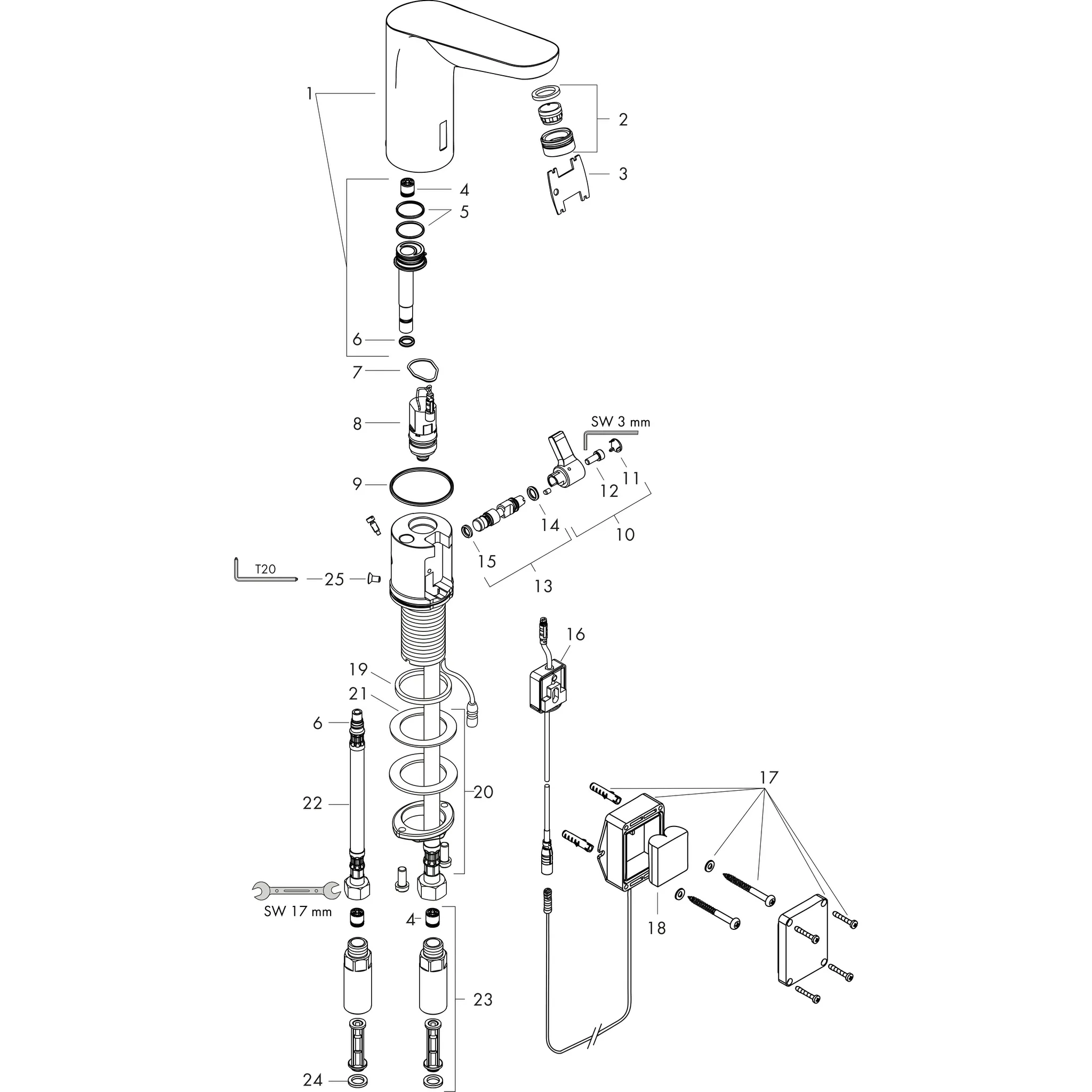 Hansgrohe Focus Elektronik-Waschtischmischer 130 mit Temperaturregulierung, Chrom Hansgrohe Focus Elektronik-Waschtischmischer 130 mit Temperaturregulierung, Chrom