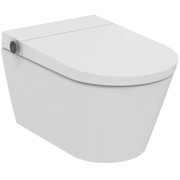 Wandtiefspül-WC mit Sitz i.life E ohne Spülrand mit Duschfunktion Weiß