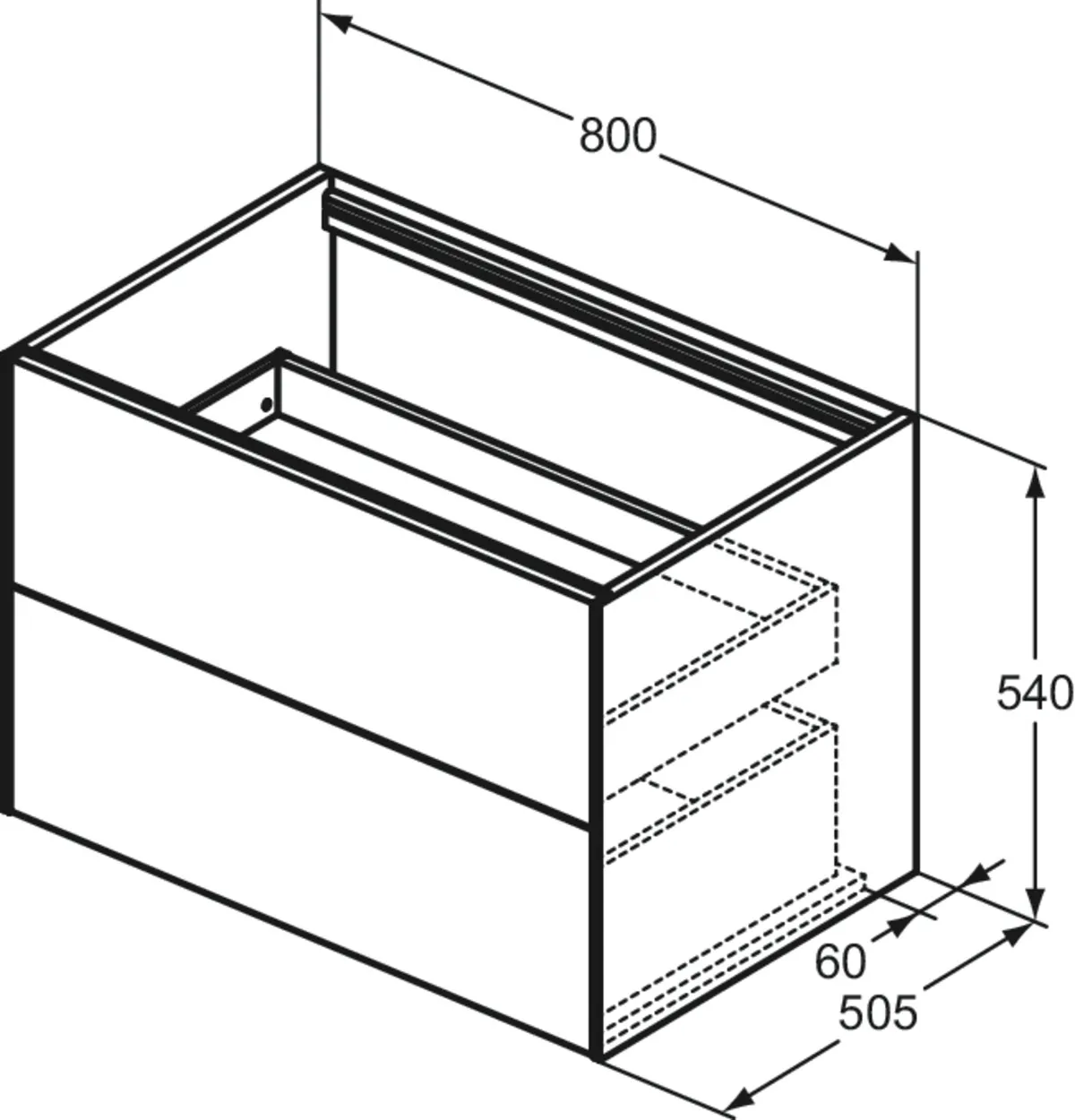 Ideal Standard Waschtischunterschrank „Conca“ 80 × 54 × 50,5 cm Eiche hell Furnier