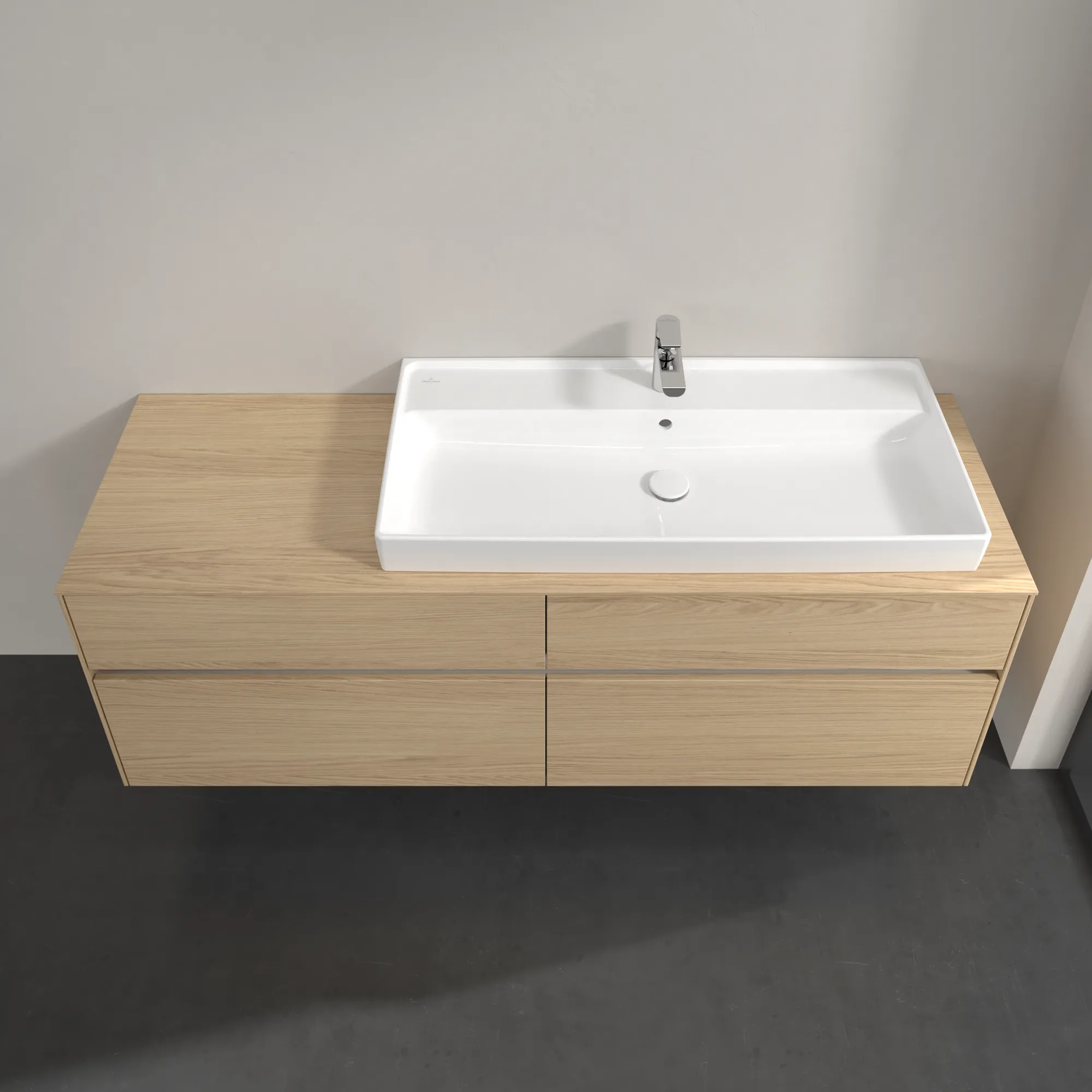 Villeroy & Boch Waschtischunterschrank „Collaro“ 1600 × 548 × 500 mm Nordic Oak, ohne Beleuchtung, für Becken rechts
