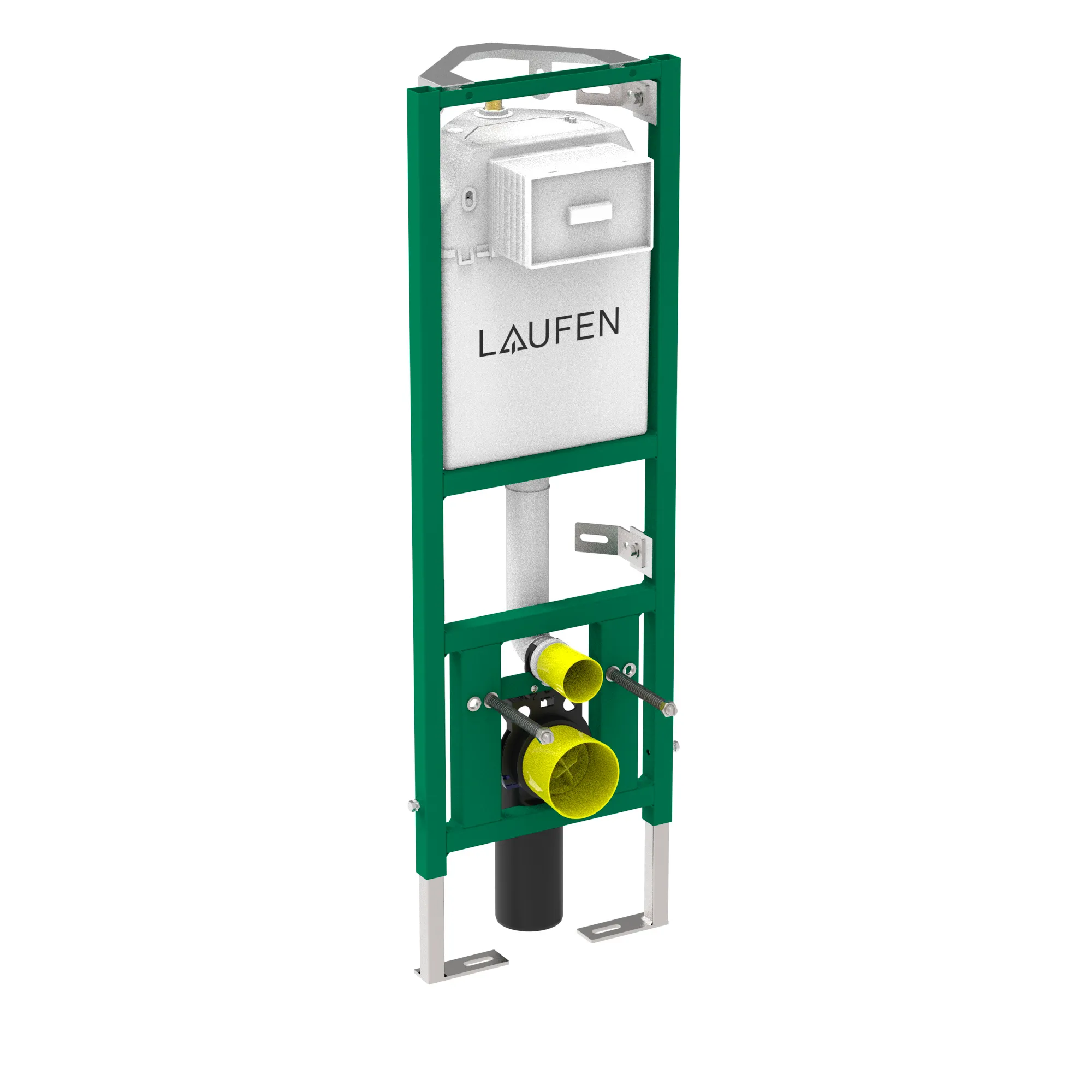 Eck-Installationselement INEOLINK mit Spülkasten für Wand-WC, Bauhöhe 1120 mm, Stahlrahmen, Füße höhenverstellbar und drehbar, Spülkasten vormontiert, für Frontbetätigung, mit Dual-Flush 2-Mengen-Spülsystem