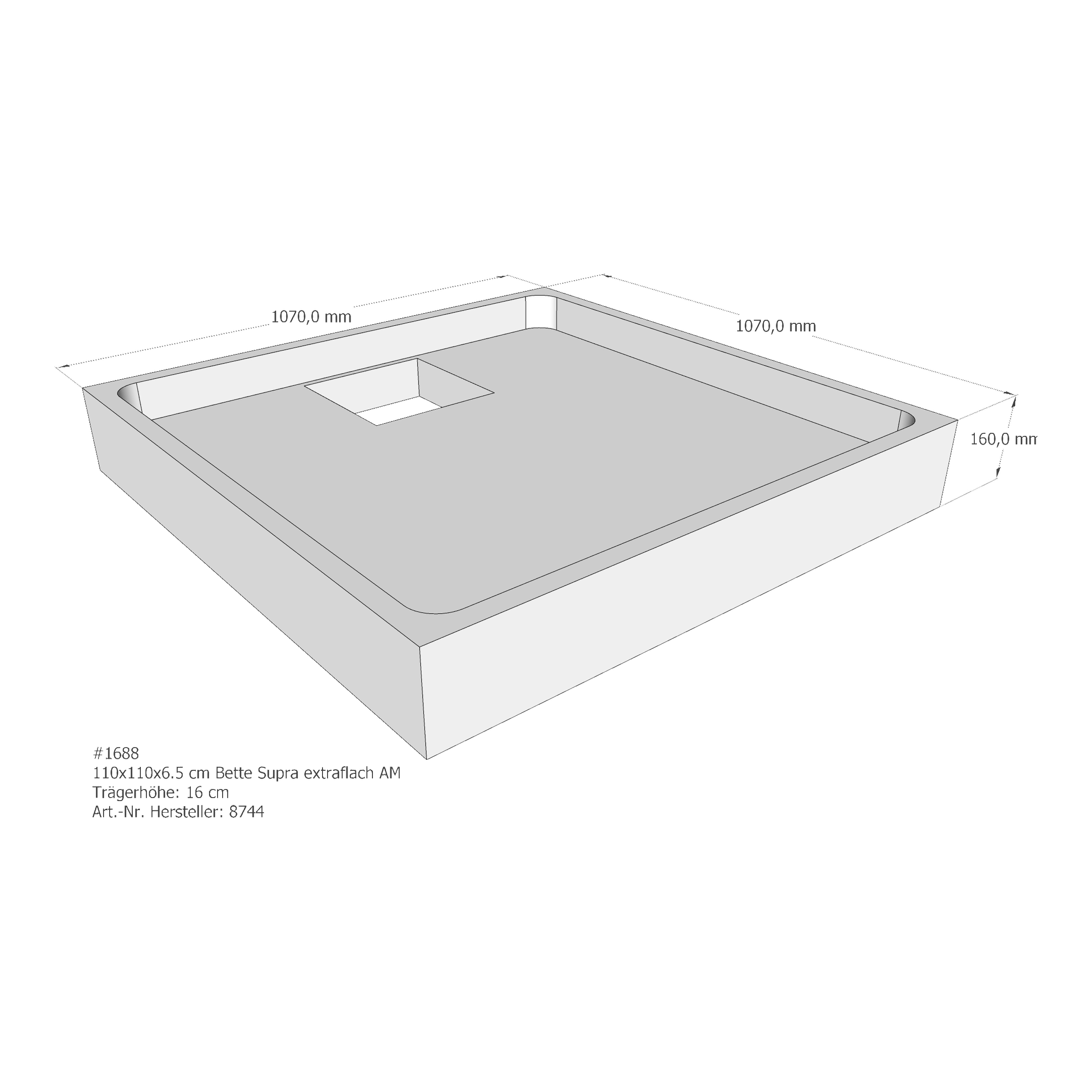 Duschwannenträger für Bette BetteSupra (extraflach) 110 × 110 × 6,5 cm
