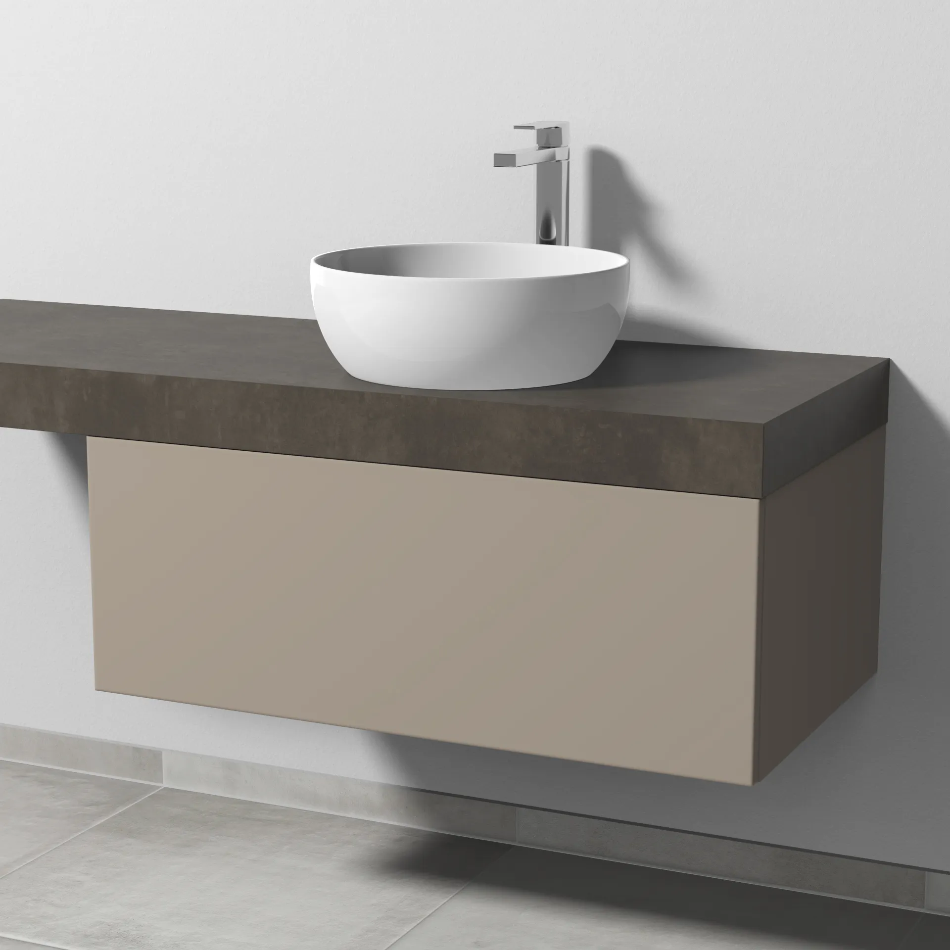 Sanipa Waschtischunterschrank „2morrow“ 900 × 340 × 520 mm in Sandgrau (matt)