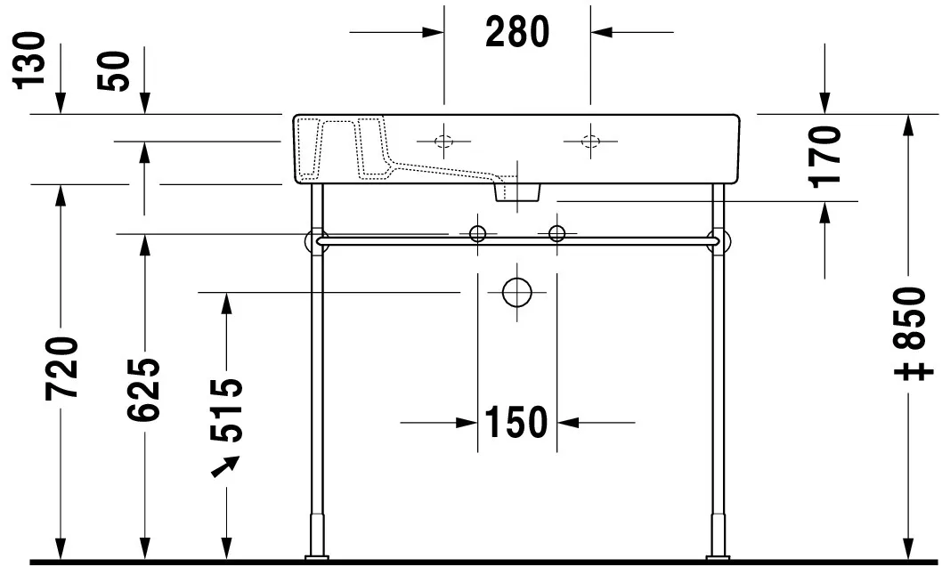 Wandwaschtisch „Vero“, mit Überlauf, Hahnlochposition mittig Wandwaschtisch „Vero“, mit Überlauf, Hahnlochposition mittig