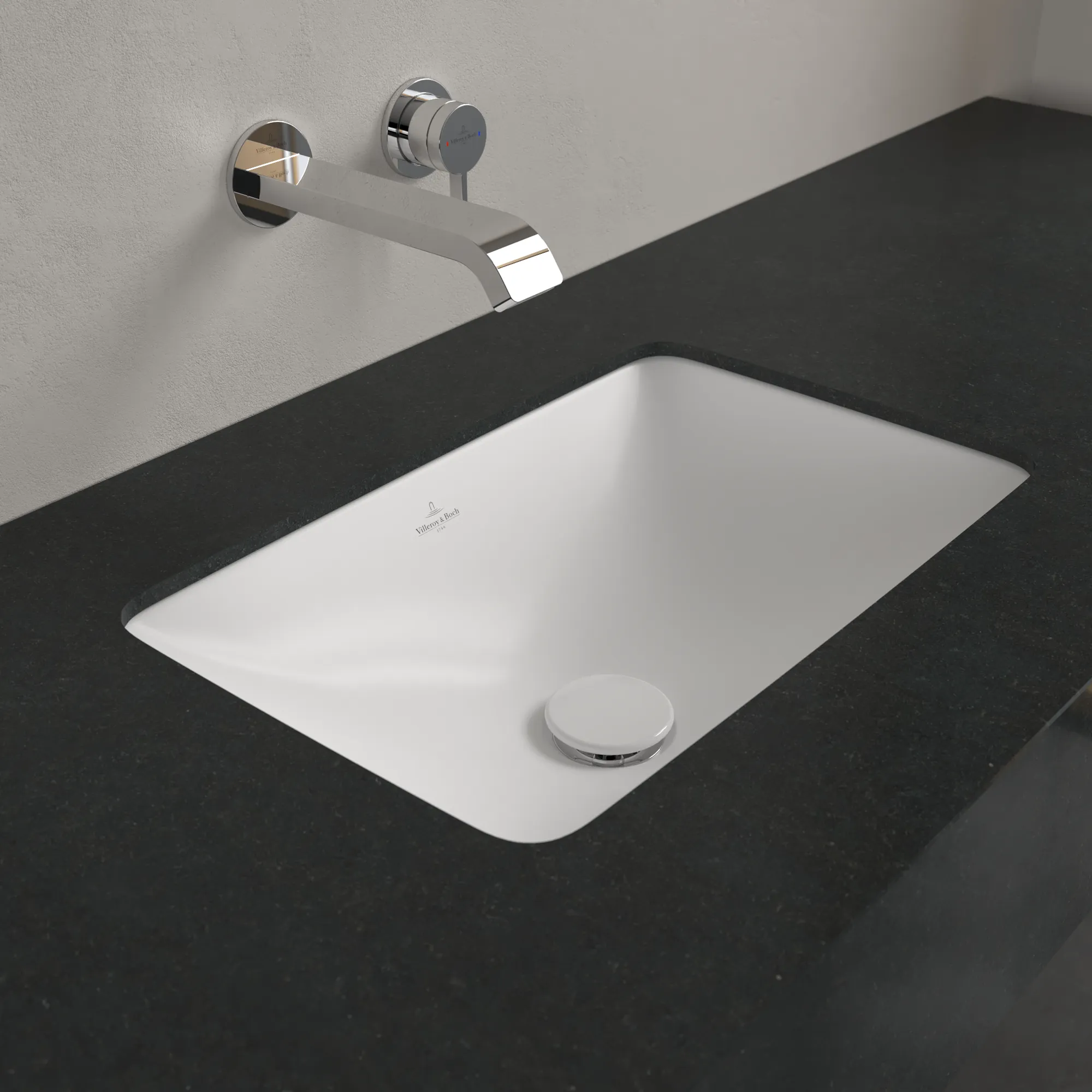 Villeroy & Boch Unterbauwaschtisch aus TitanCeram „Loop & Friends“ 510 × 340 × 185 mm, ohne Hahnlochbohrung in Stone White Villeroy & Boch Unterbauwaschtisch aus TitanCeram „Loop & Friends“ 510 × 340 × 185 mm, ohne Hahnlochbohrung in Stone White