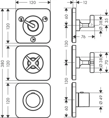 Thermostatmodul Unterputz Axor Citterio E Fertigset 3 Verbraucher chrom