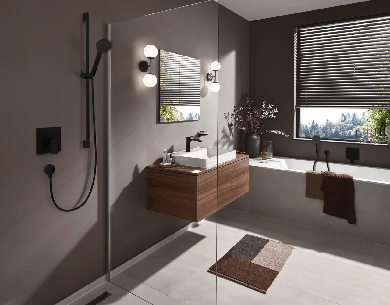 Hansgrohe Vivenis Einhebel-Wannenmischer Unterputz, mattschwarz, für iBox universal, Keramikmischsystem mit Temperaturbegrenzung und Schalldämpfer