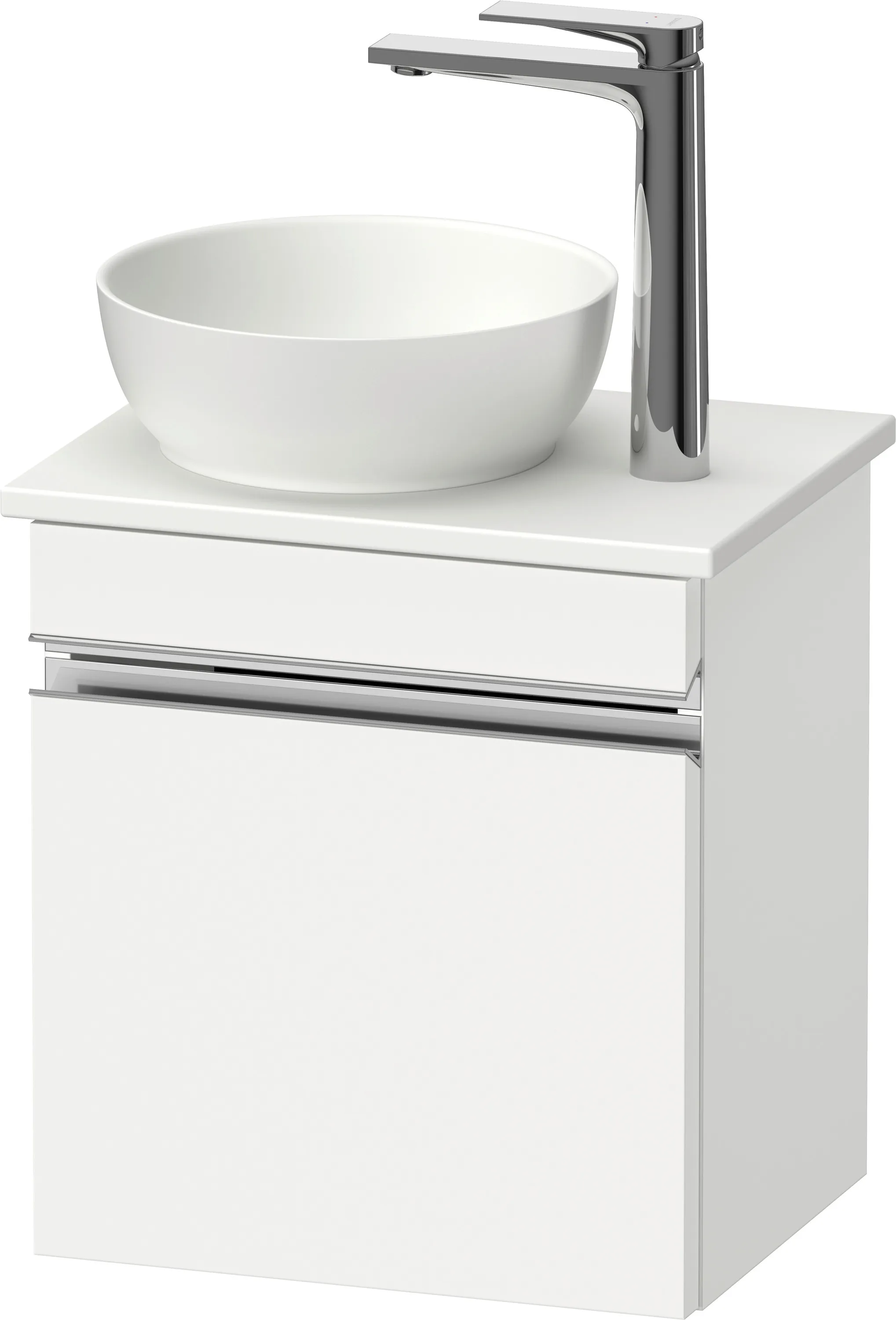 Duravit Waschtischunterschrank „Sivida“ 40 × 44 × 32,5 cm Weiß Matt Front- & Korpusfarbe: Weiß Matt / Grifffarbe: Chrom / Größe: 40 × 32,5 × 44 cm / Türanschlag: links