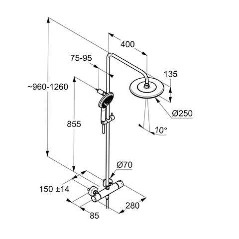 FRESHLINE Thermostat Dual Shower System chrom