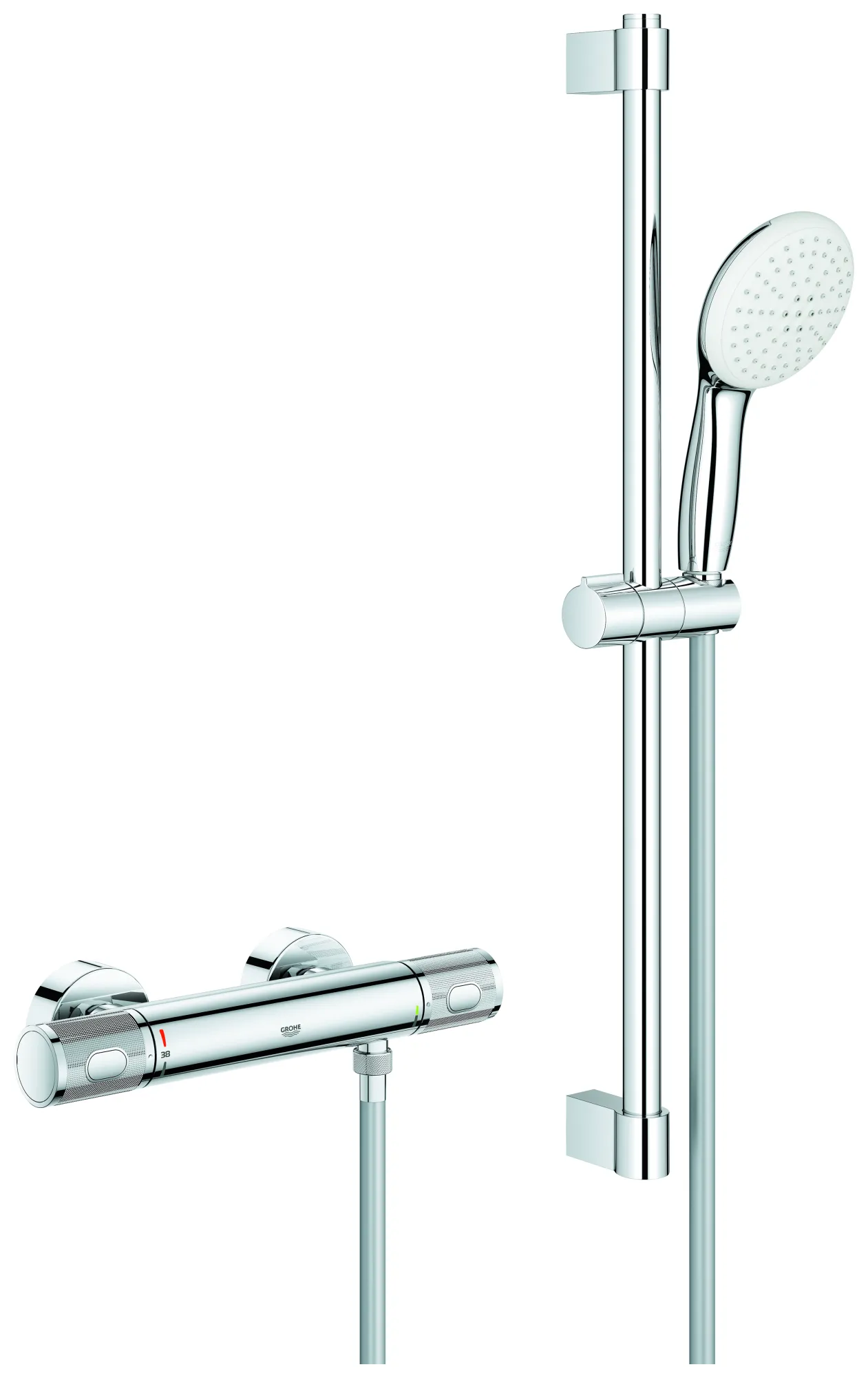 Thermostat-Brausebatterie Grohtherm 1000 Performance 34834_1, mit Tempesta Brausestangenset 600mm, 2 Strahlarten: Rain/Jet, chrom Thermostat-Brausebatterie Grohtherm 1000 Performance 34834_1, mit Tempesta Brausestangenset 600mm, 2 Strahlarten: Rain/Jet, chrom