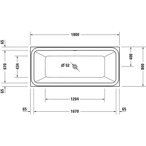 Badundu Badewanne rechteck 1800 × 800 mm, Mittelablauf