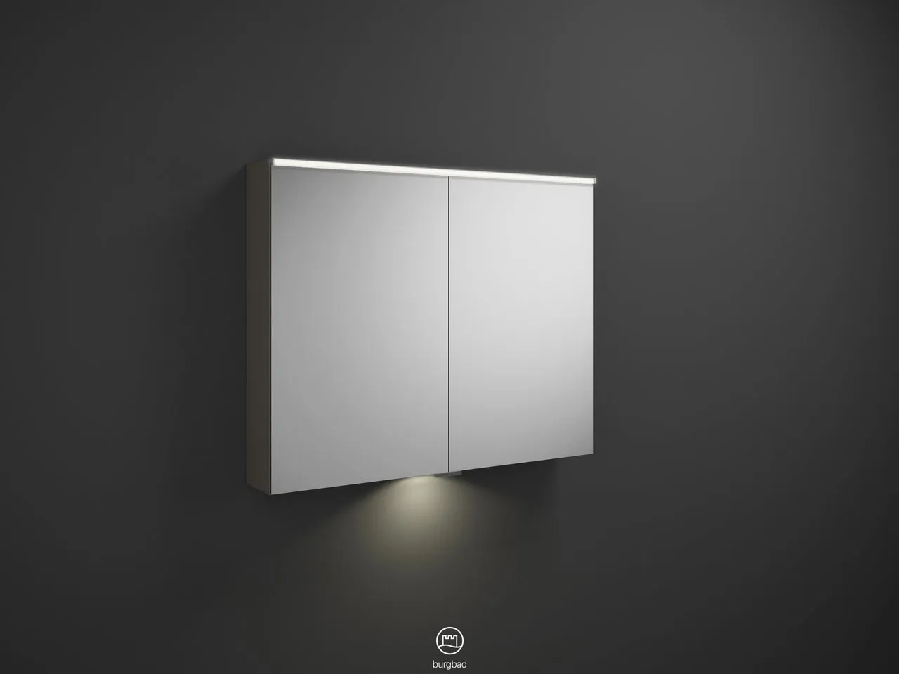 Spiegelschrank Eqio von burgbad – beidseitig verspiegelt, LED-Aufsatzleuchte 4200 K, 170 mm tief, 1000 mm breit, 800 mm hoch