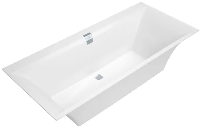 Villeroy & Boch Badewanne „Squaro Edge 12“ rechteck 180 × 80 cm, Mittelablauf in Weiß Alpin