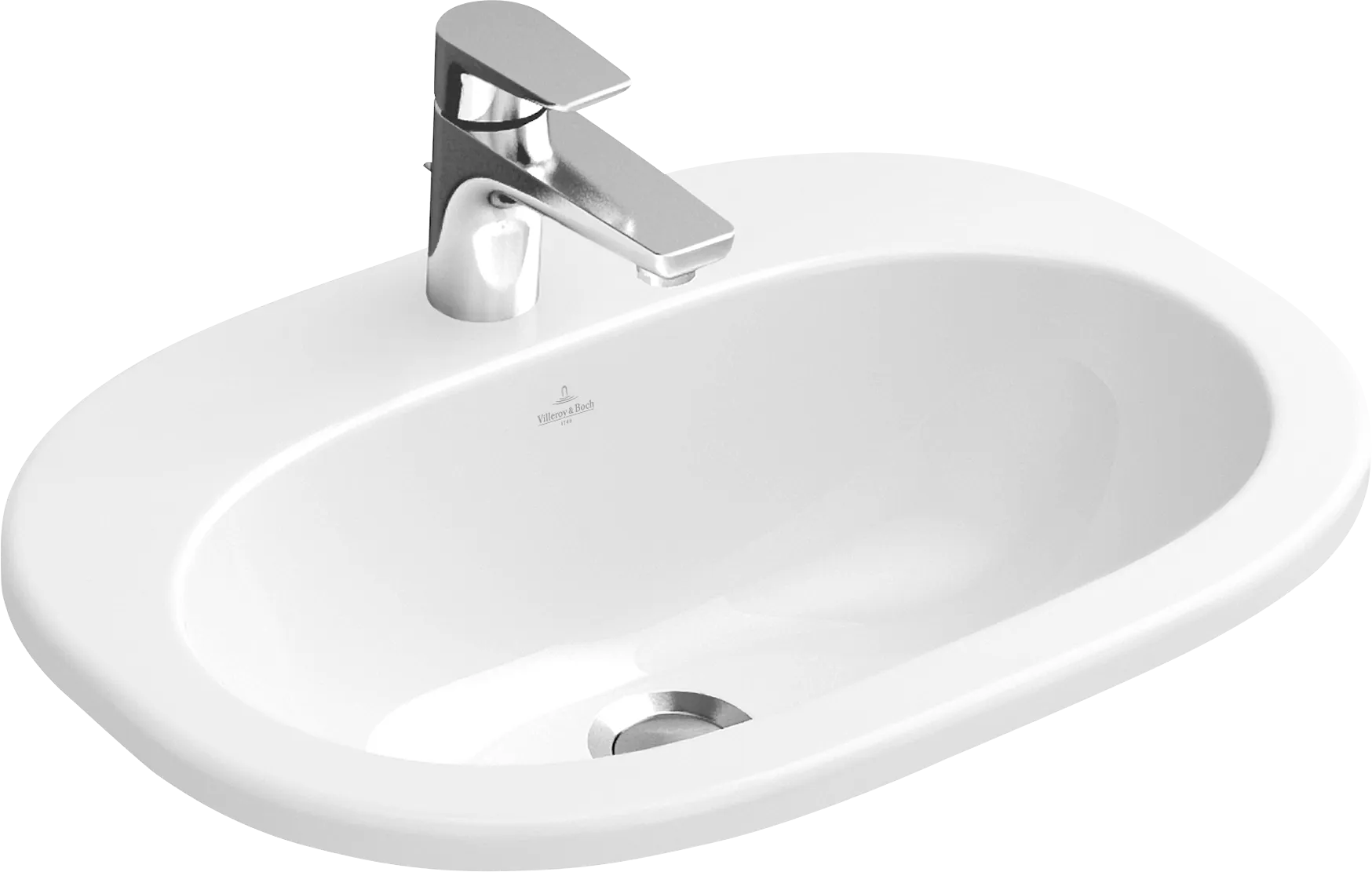 Villeroy & Boch Einbauwaschtisch „O.novo“ mit 1×1 Hahnlochbohrung, 560 × 405 × 200 mm, mit Hahnlochbohrung, Hahnlochposition mittig in Weiß Alpin Villeroy & Boch Einbauwaschtisch „O.novo“ mit 1×1 Hahnlochbohrung, 560 × 405 × 200 mm, mit Hahnlochbohrung, Hahnlochposition mittig in Weiß Alpin