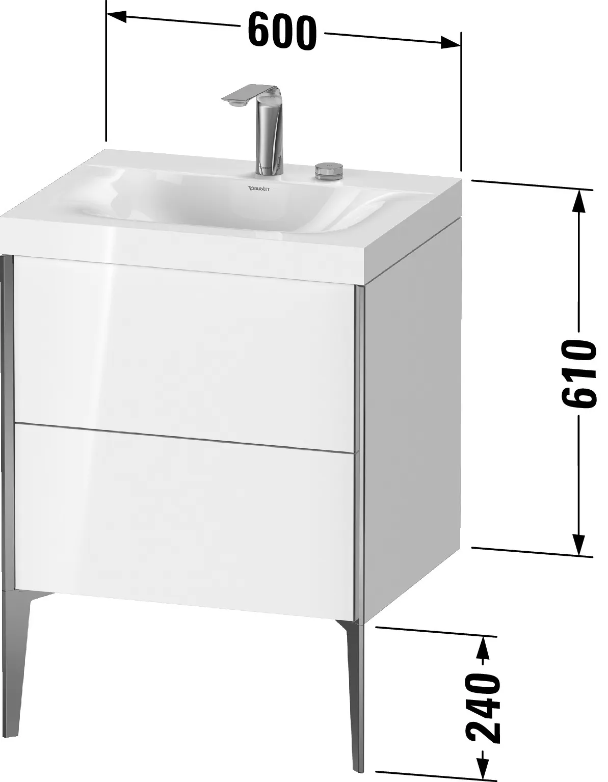 Duravit Waschtischunterschrank bodenstehend „XViu“ 60 × 61 × 48 cm in Betongrau Matt