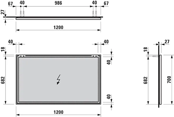 Laufen Spiegel „FRAME 25“ in Aluminium, schwarz matt