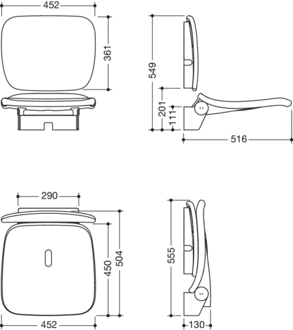 Klappsitz „Serie 802 LifeSystem“ in Anthrazit glänzend / Anthrazit matt Klappsitz „Serie 802 LifeSystem“ in Anthrazit glänzend / Anthrazit matt