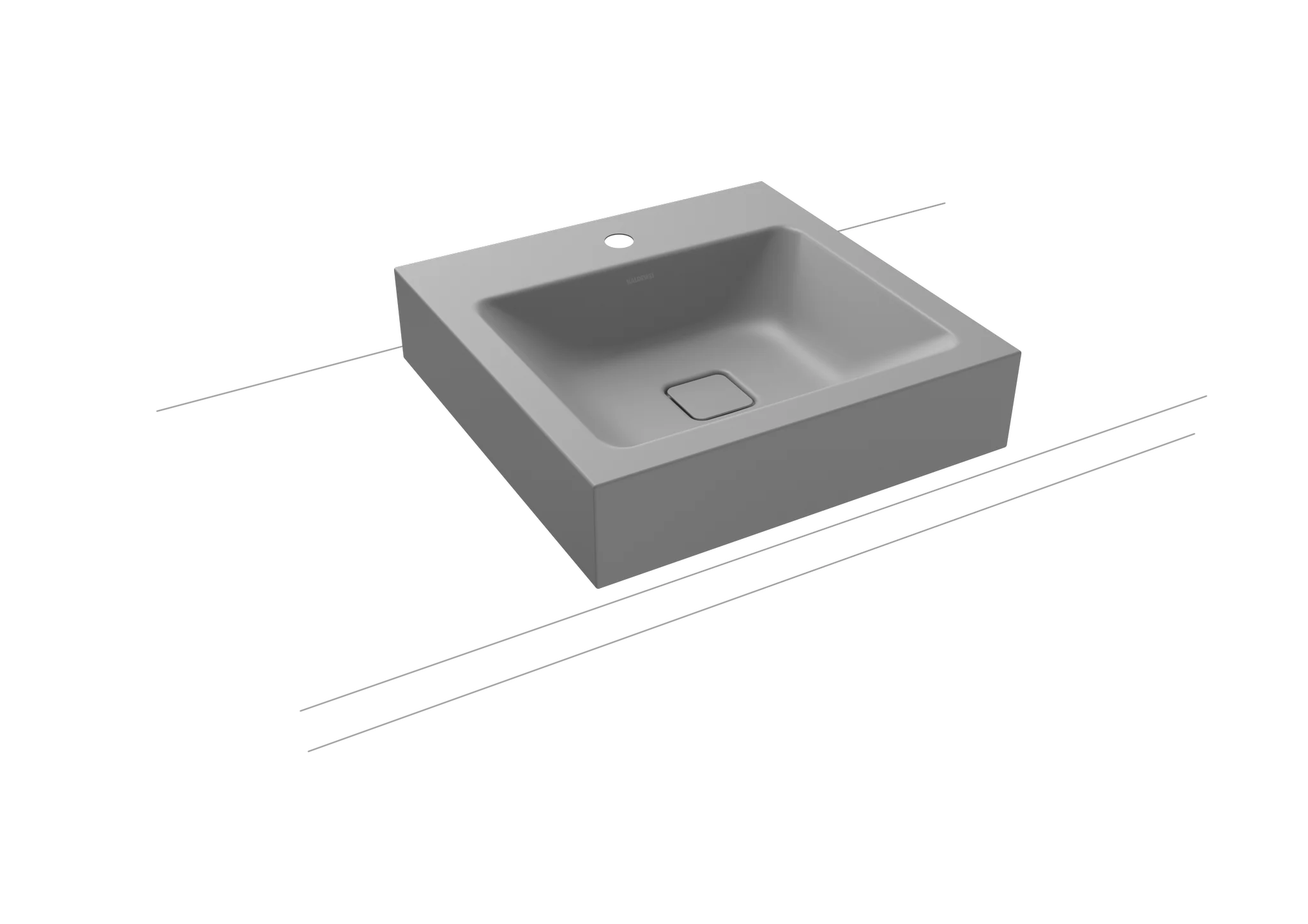 Kaldewei CONO Aufsatzwaschtisch, 500x500 mm, Randhöhe 120 mm, cool grey, Perl-Effekt, Antidröhnen, 1x 1er Hahnlochbohrung, ohne Überlauf
