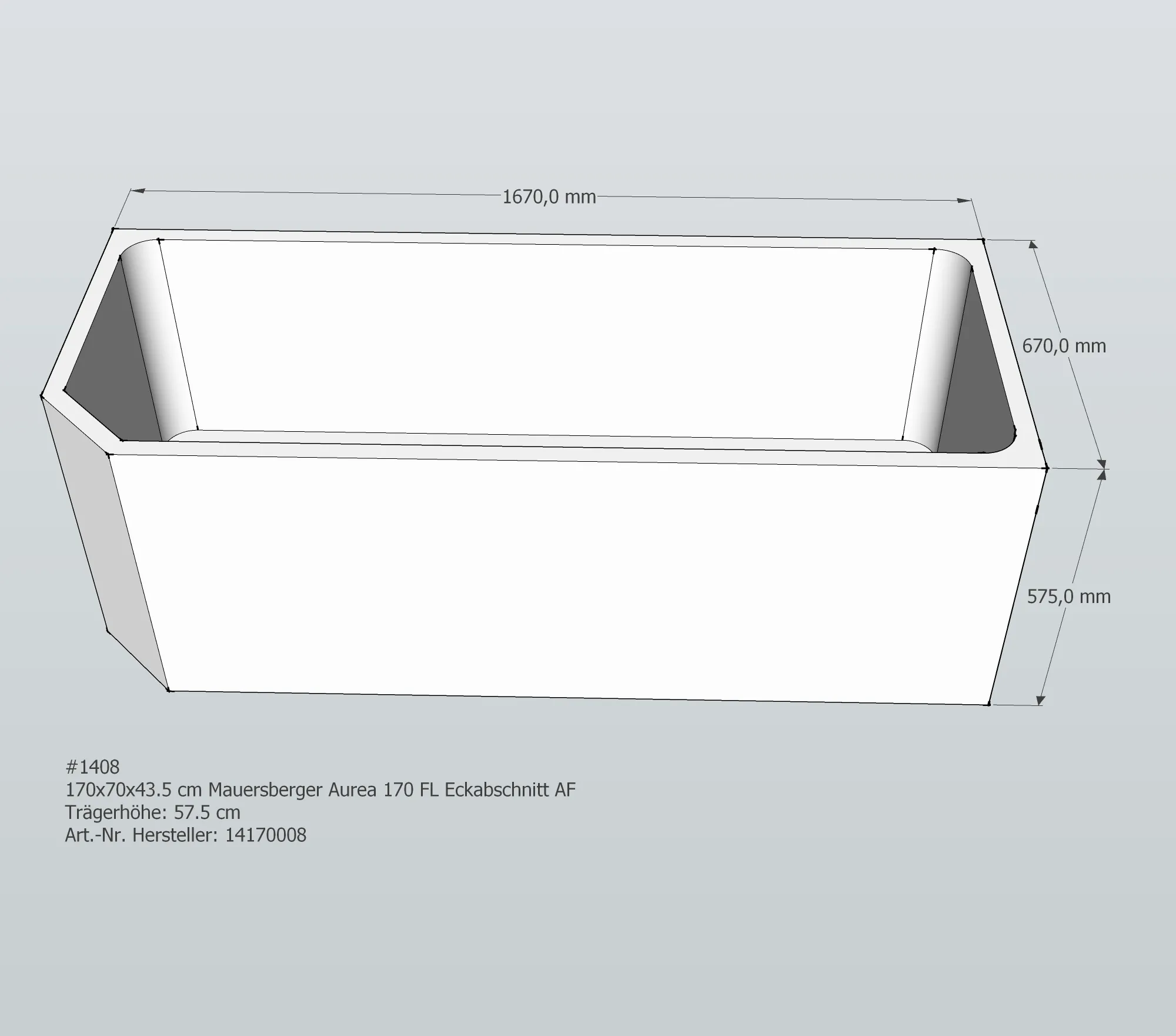 Badewannenträger für Mauersberger Aurea 170 FL 170 × 70 × 43,5 cm Badewannenträger für Mauersberger Aurea 170 FL 170 × 70 × 43,5 cm