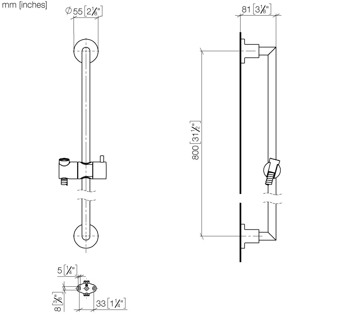 Dornbracht TARA Duschgarnitur ohne Handbrause - Chrom Dornbracht TARA Duschgarnitur ohne Handbrause - Chrom