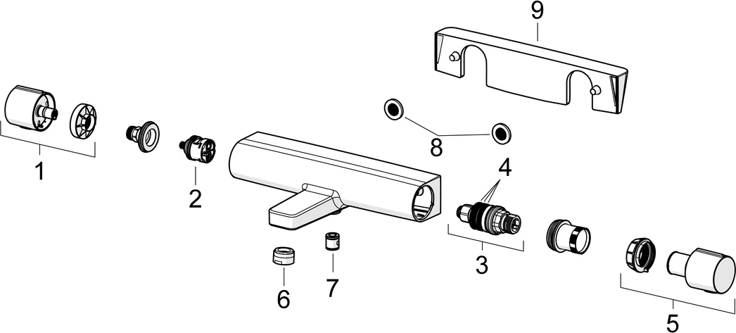 Wannenfüll- und Brausebatterie OPTIMA 6513 Chrom