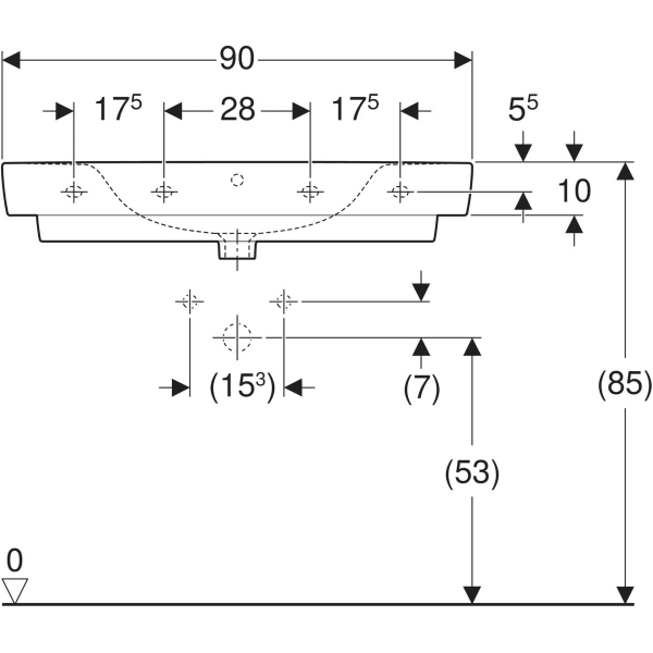 Wandwaschtisch mit Ablagefläche „Renova Plan“, rechteckig 90 × 48 cm in weiß alpin Wandwaschtisch mit Ablagefläche „Renova Plan“, rechteckig 90 × 48 cm in weiß alpin
