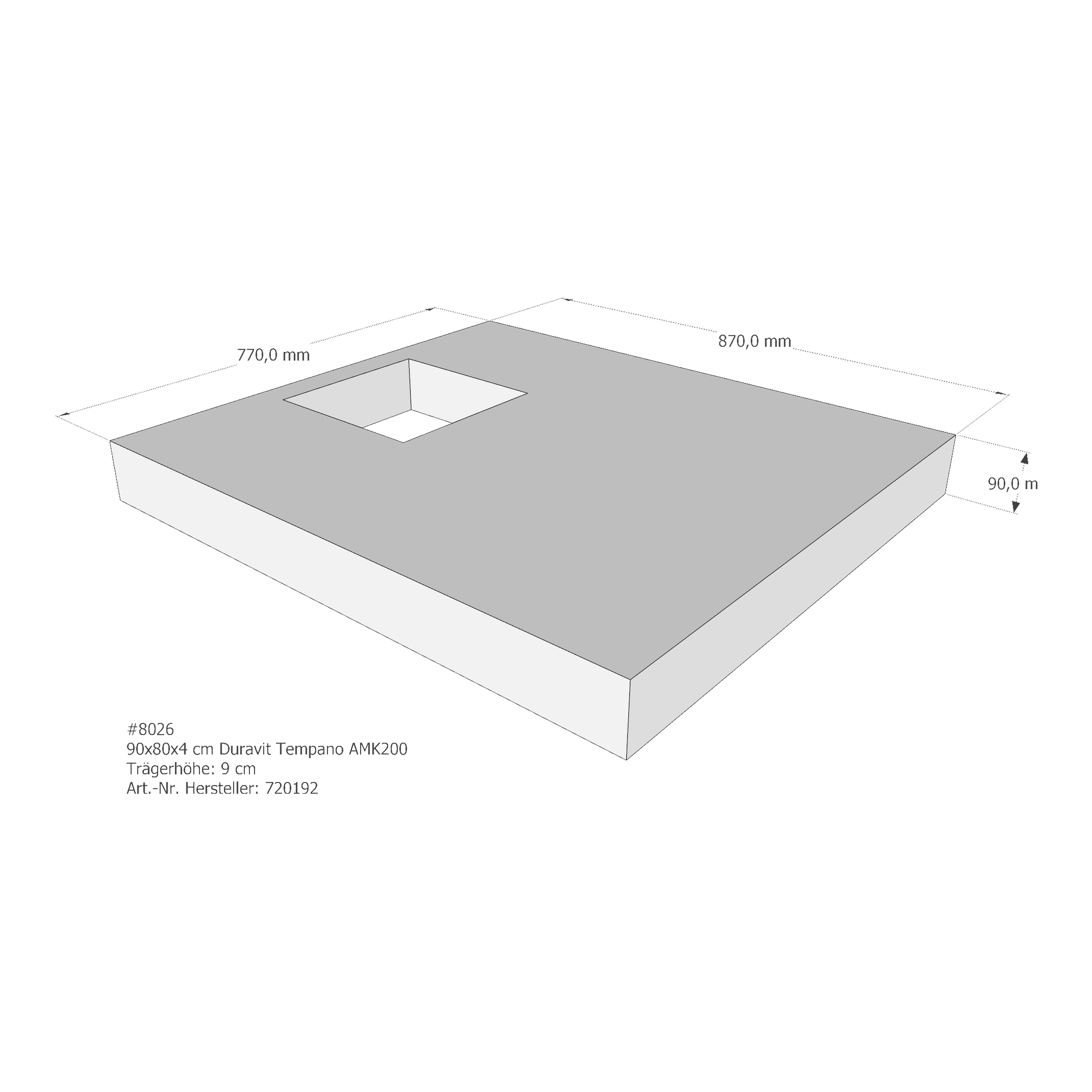 Duschwannenträger für Duravit Tempano 90 × 80 × 4 cm Breite: 80 cm / Länge: 90 cm Duschwannenträger für Duravit Tempano 90 × 80 × 4 cm Breite: 80 cm / Länge: 90 cm