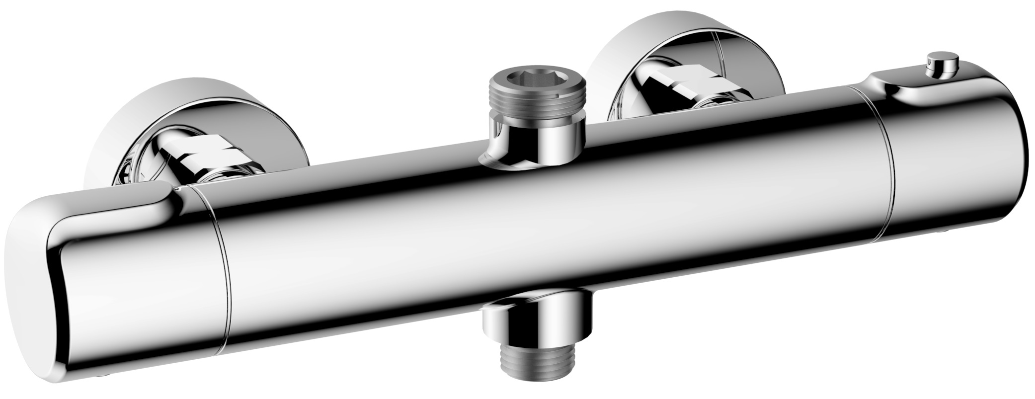 Thermostat-Brausebatterie AqvaTherm - Brauseabgang 1/2″ unten - Brauseabgang 3/4" oben - keramisches 2-Wege-Ventil - cool touch - Edelstahlfilter - S-Anschlüsse mit Rosetten - eigensicher - Sicherheitstaste - chrom Thermostat-Brausebatterie AqvaTherm - Brauseabgang 1/2″ unten - Brauseabgang 3/4" oben - keramisches 2-Wege-Ventil - cool touch - Edelstahlfilter - S-Anschlüsse mit Rosetten - eigensicher - Sicherheitstaste - chrom