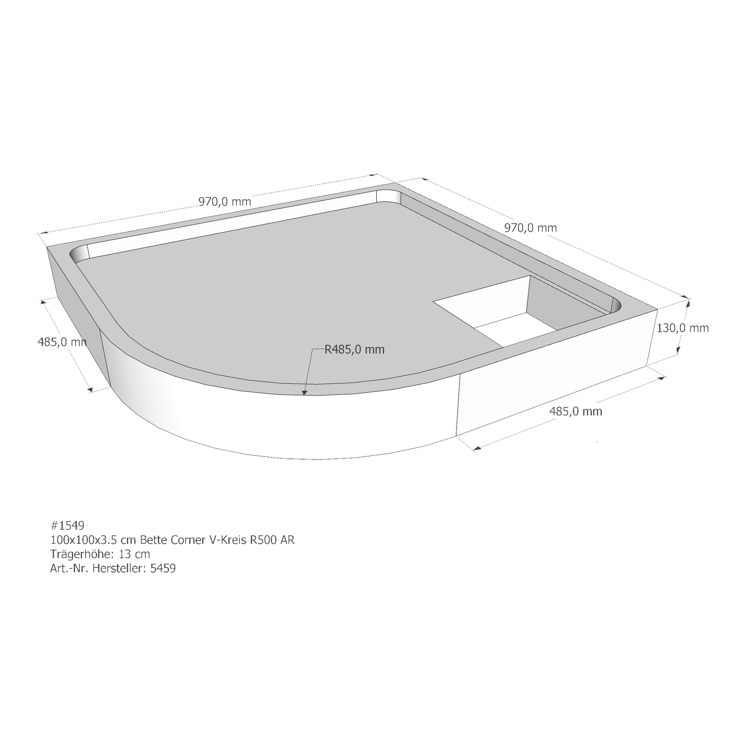 Duschwannenträger für Bette Corner 100 × 100 × 3,5 cm Breite: 100 cm / Länge: 100 cm Duschwannenträger für Bette Corner 100 × 100 × 3,5 cm Breite: 100 cm / Länge: 100 cm
