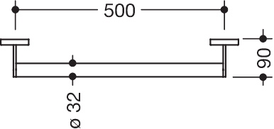 Mobiler Haltegriff, D:32, L=500mm, schliff