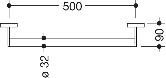 Haltegriff mobil, Edelstahl, pulverbeschichtet, Achsmaß 500 mm, Durchmesser 32 mm, in Farbe DC (Schwarz tiefmatt) Haltegriff mobil, Edelstahl, pulverbeschichtet, Achsmaß 500 mm, Durchmesser 32 mm, in Farbe DC (Schwarz tiefmatt)