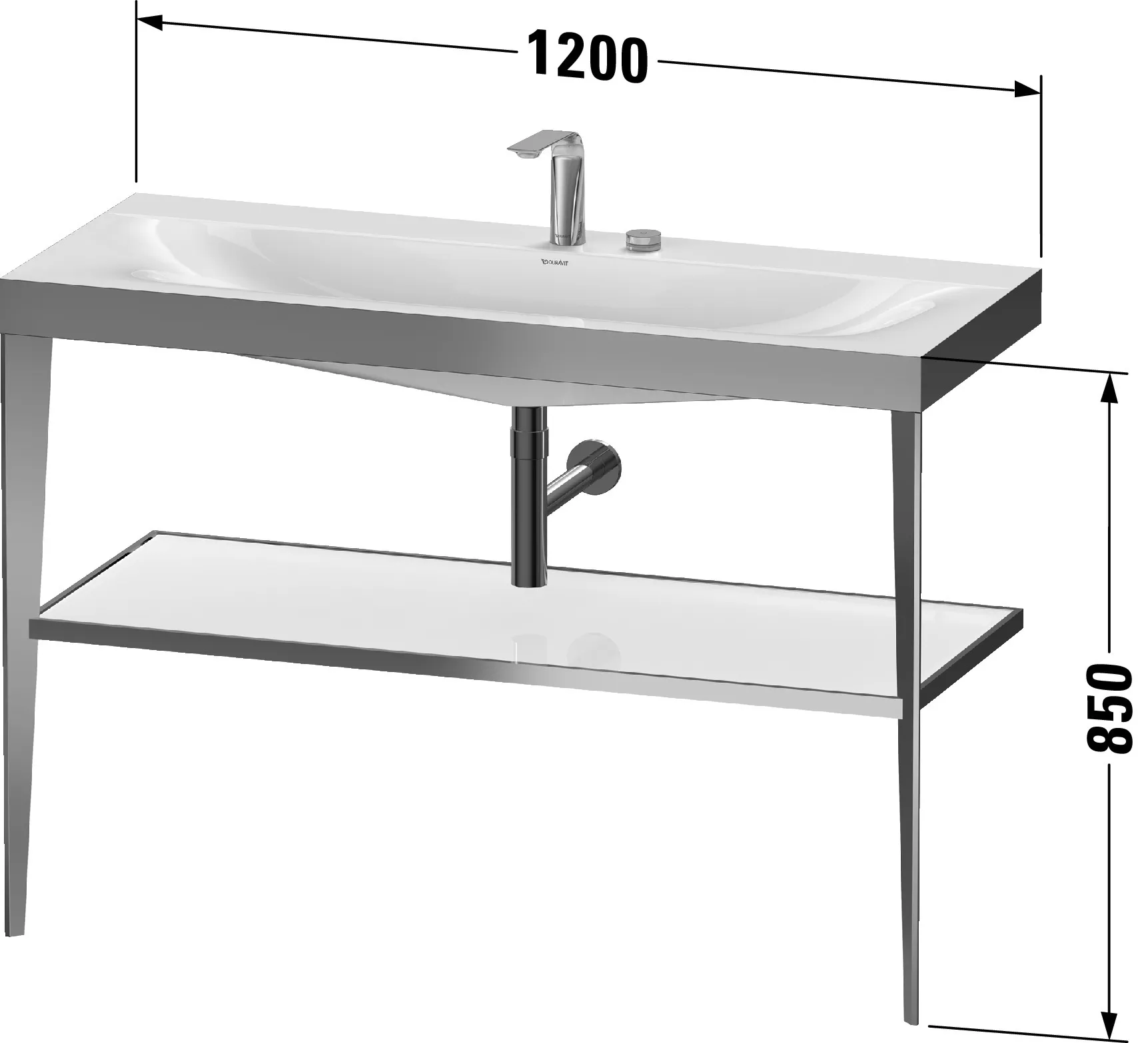 Duravit Waschtischunterschrank c-bonded Set mit Metallkonsole „XViu“ 120 × 85 × 48 cm