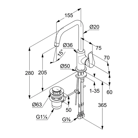 Kludi PURE&SOLID Waschtisch-Einhandmischer DN 15 chrom Kludi PURE&SOLID Waschtisch-Einhandmischer DN 15 chrom