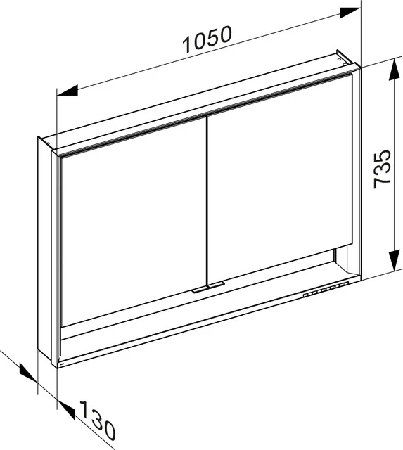 KEUCO ROYAL LUMOS Spiegelschrank Wandvorbau 2-türig kurze Tür silber-eloxiert KEUCO ROYAL LUMOS Spiegelschrank Wandvorbau 2-türig kurze Tür silber-eloxiert