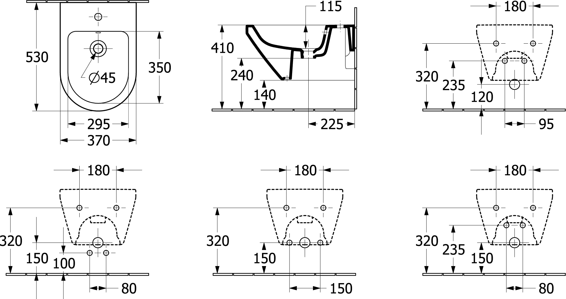 Villeroy & Boch Bidet „Architectura“, Befestigung verdeckt 37 × 53 × 27 cm