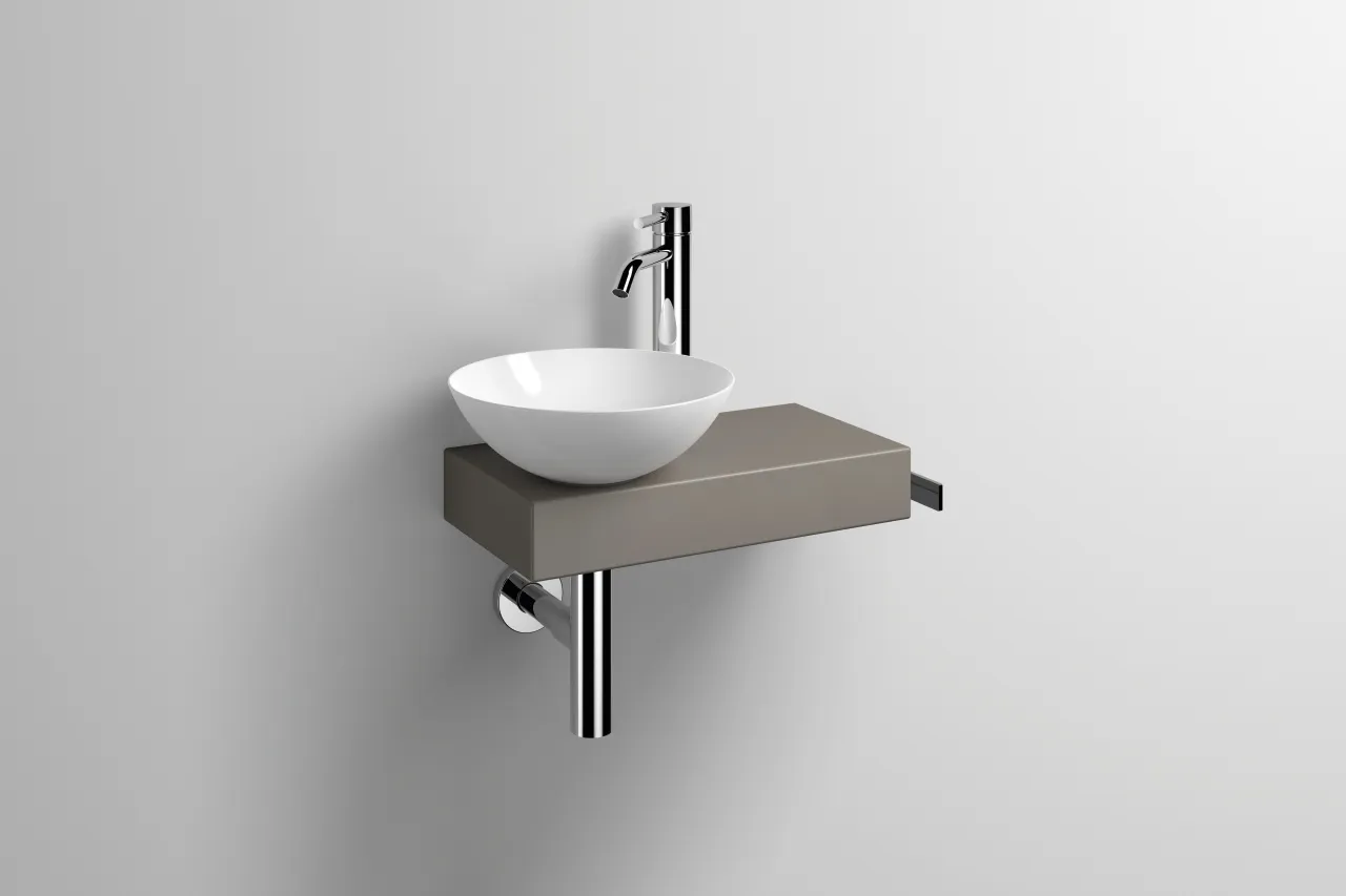 Alape Waschplatz „PN-Serie“ 320 × 597 mm in Gravel Matt, links