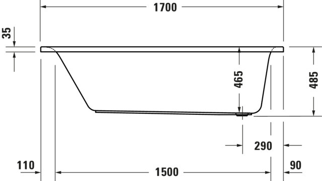 Duravit Whirlwanne „D-Neo“ rechteck 170 × 75 cm, Fußablauf 
