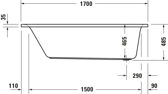 Duravit Whirlwanne „D-Neo“ rechteck 170 × 75 cm, Fußablauf