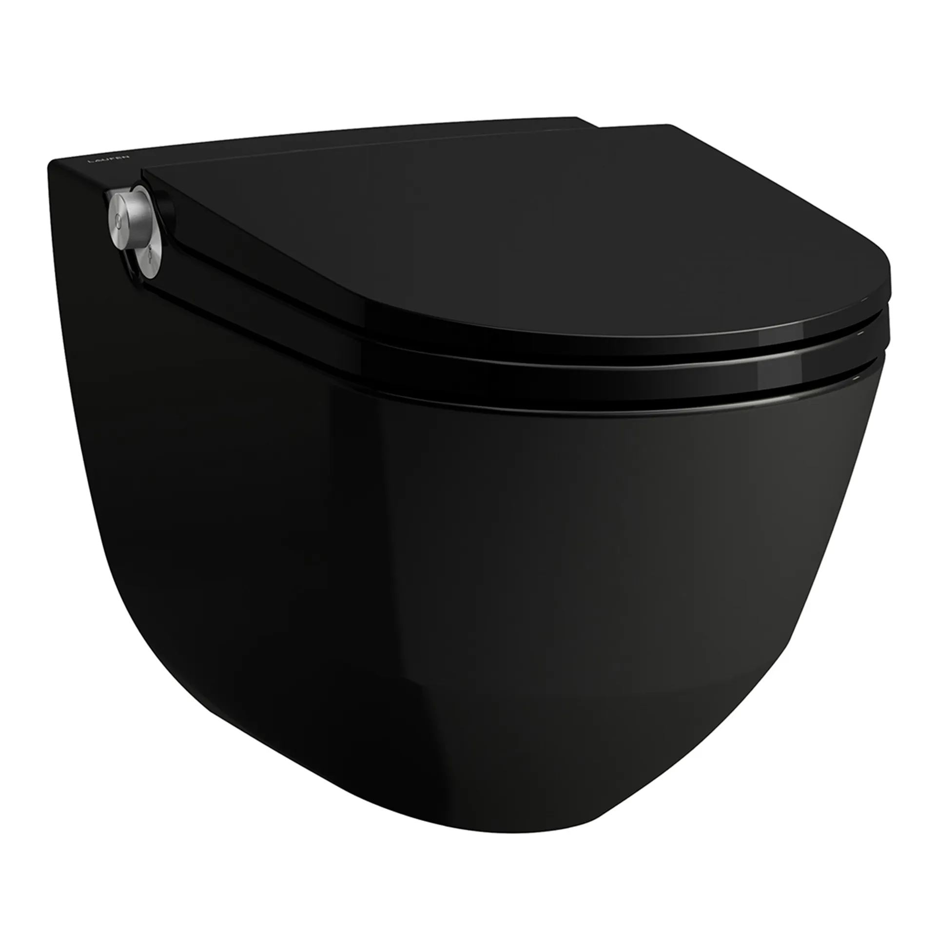 Laufen Wand-Dusch-Tiefspül-WC „Cleanet Riva“ 395 × 415 × 600 mm in Schwarz (glänzend), Sichtteile Chrom, Befestigung verdeckt Laufen Wand-Dusch-Tiefspül-WC „Cleanet Riva“ 395 × 415 × 600 mm in Schwarz (glänzend), Sichtteile Chrom, Befestigung verdeckt