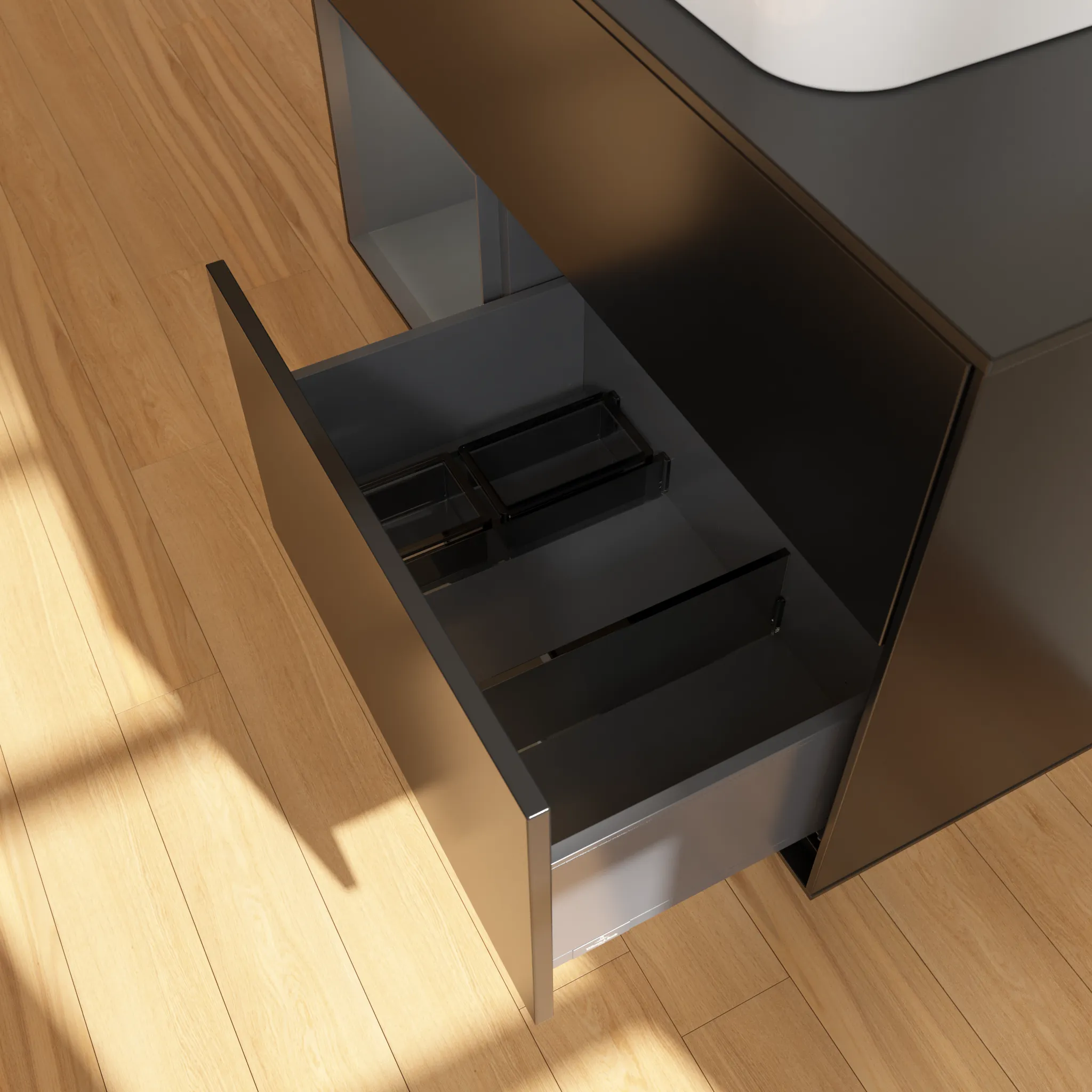 Villeroy & Boch Waschbeckenunterschrank Finion F11, 1000x603x501 mm, Black Matt Lacquer, mit Beleuchtung und Push-to-open Funktion